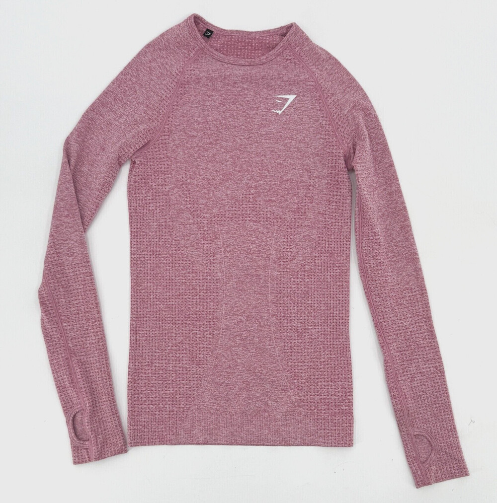 Gymshark Shirt Women Pink Long Sleeve Pullover Thumb Holes Compression Workout